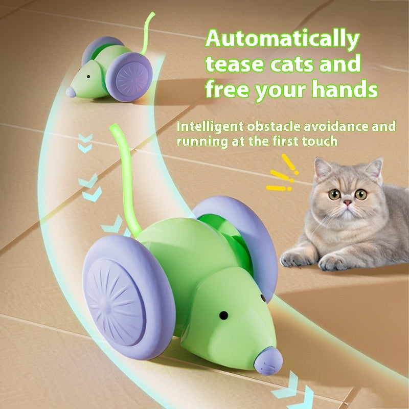 Smart Electric Cat Toy Car – Mouse Teaser with Obstacle Avoidance