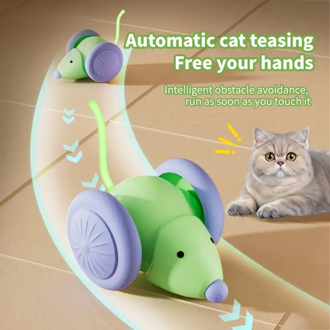 Smart Electric Cat Toy Car – Mouse Teaser with Obstacle Avoidance